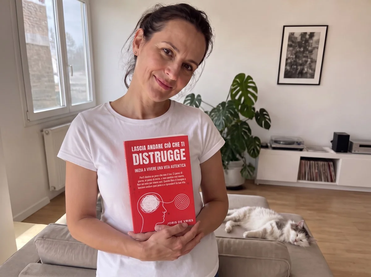 Una lettrice con il libro Lascia andare ciò che ti distrugge tra le mani